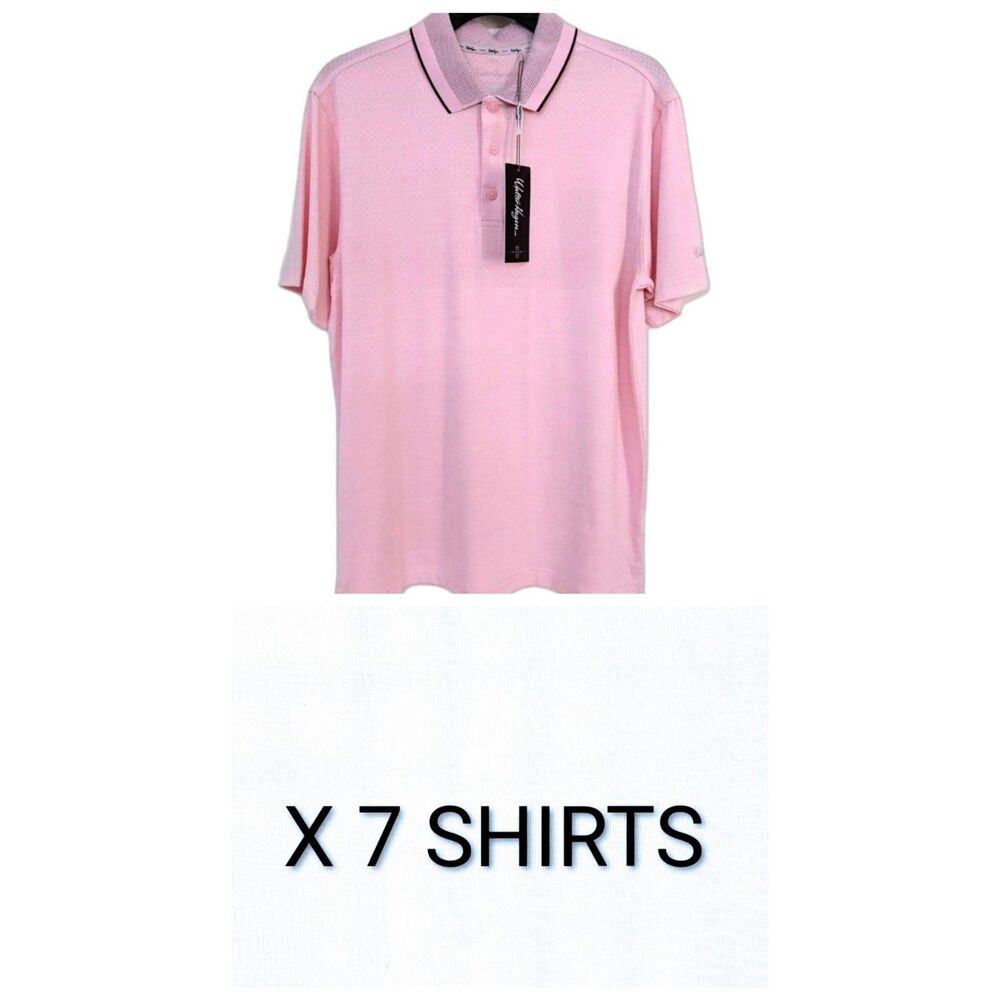 Walter Hagen 7 NEW Men's Pink Short Sleeve Golf Polo Shirt XL Reseller Bundle!